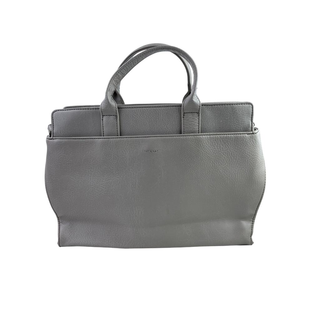 Matt & Nat Gray Pebbled Laptop Zip Crossbody Tote Shopper Messenger Handbag OS